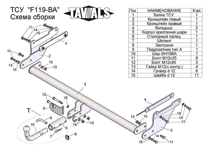 Фаркоп «TAVIALS» F119-BA для FORD FOCUS 3 универсал с 2011 г.в. (с быстросъемным шаром). Без выреза бампера. Тип шара: C. Нагрузки: 1500/75 кг. Электрика в комплекте. Фаркоп «TAVIALS» F119-BA для FORD FOCUS 3 универсал с 2011 г.в. (с быстросъемным шаром). Без выреза бампера. Тип шара: C. Нагрузки: 1500/75 кг. Электрика в комплекте.