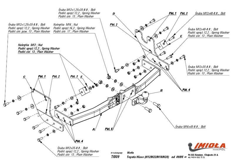 Фаркоп Imiola T009 на Toyota Hiace H100 1995-2004, Toyota Regius Ace, включая 4WD 1995-2004, Toyota Granvia Тип шара: F |Нагрузки: 2000/75 кг Фаркоп Imiola T009 на Toyota Hiace H100 1995-2004, Toyota Regius Ace, включая 4WD 1995-2004, Toyota Granvia Тип шара: F |Нагрузки: 2000/75 кг