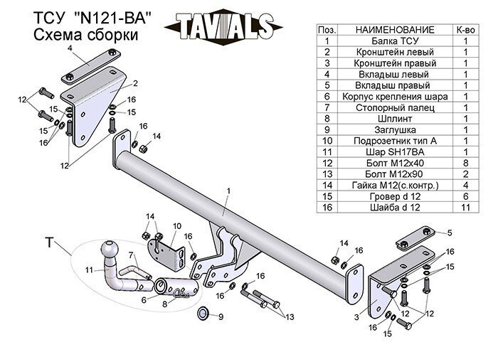 Фаркоп «TAVIALS» N121-BA для Nissan Qashqai 2007-2014 с вырезом бампера, Qashqai 2014- без выреза бампера (в т.ч. Qashqai +2) (с быстросъемным шаром). Тип шара: C. Нагрузки 1500/75 кг. Фаркоп «TAVIALS» N121-BA для Nissan Qashqai 2007-2014 с вырезом бампера, Qashqai 2014- без выреза бампера (в т.ч. Qashqai +2) (с быстросъемным шаром). Тип шара: C. Нагрузки 1500/75 кг.